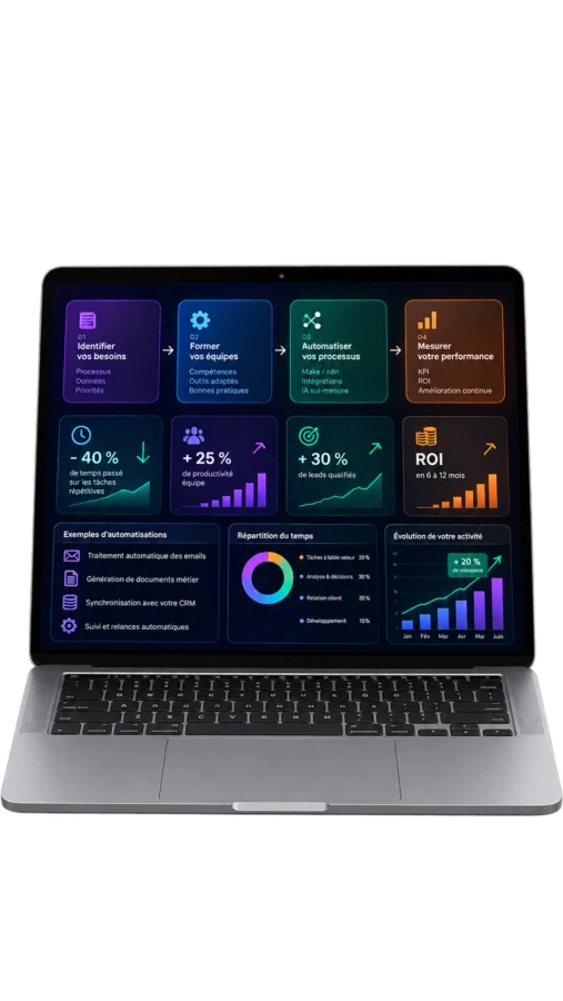 Ordinateur portable avec tableau de bord neon